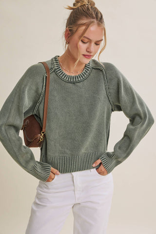 E4005SW Sweater Washed Olive