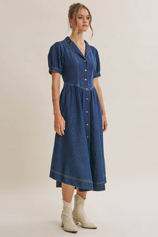 E2082D Dress Midi Dark Denim