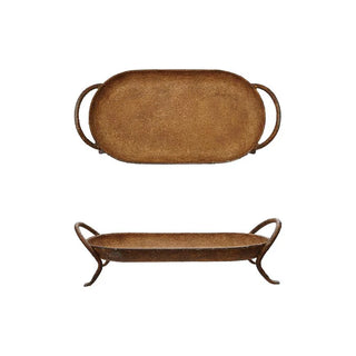 Decorative Metal Footed Tray W/ Handles #XS8546