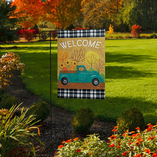 Autumn Pickup Truck Burlap Garden Flag #GFBL-G02089