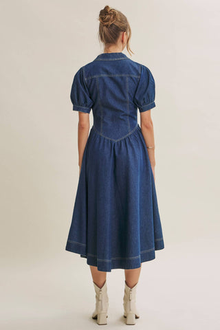 E2082D Dress Midi Dark Denim