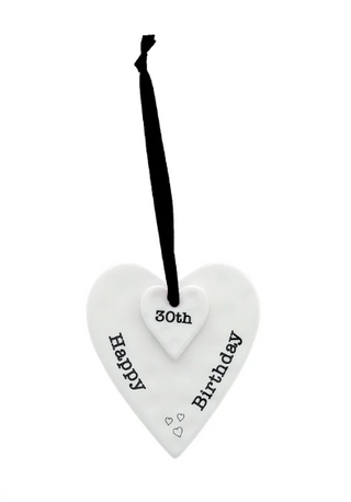 Happy 30th Birthday - 3" Ceramic Keepsake Heart Plaque #38303