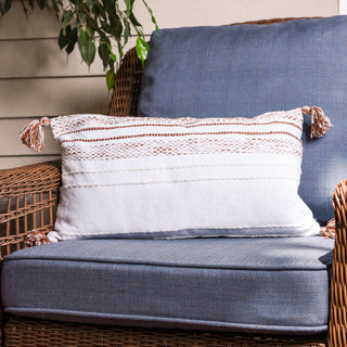 Honeycomb Weave W/Tassels Lumbar Pillow Clay #38502