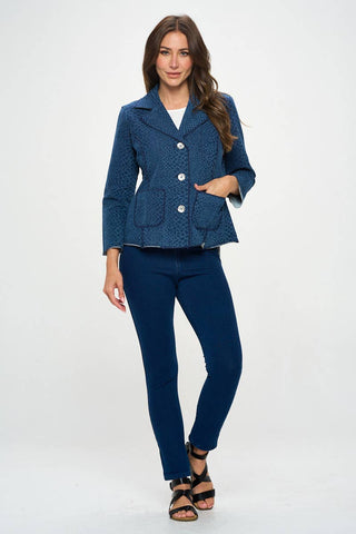 D118 Knit Denim Blazer Leopard Denim