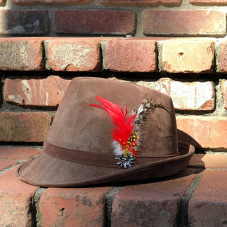 German Hunter Brown Hat Fedora And Edelweiss & Feather