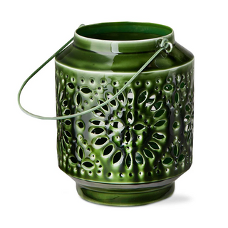 Aura Enamel Metal Lantern Green Medium #G19809