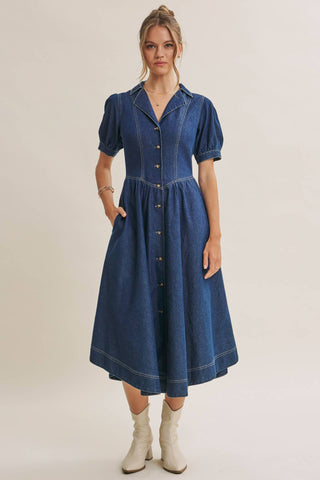 E2082D Dress Midi Dark Denim