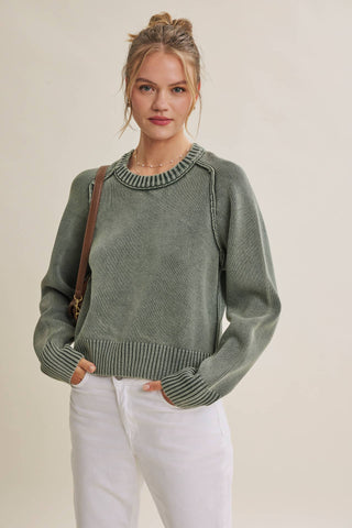E4005SW Sweater Washed Olive