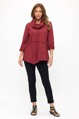 HC201 Mock Neck Tunic Burgundy