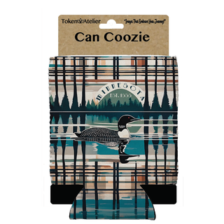 Minnesota Plaid Loon 12 oz Can Koozie 