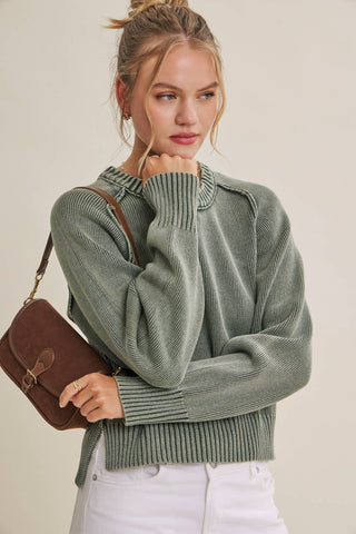 E4005SW Sweater Washed Olive