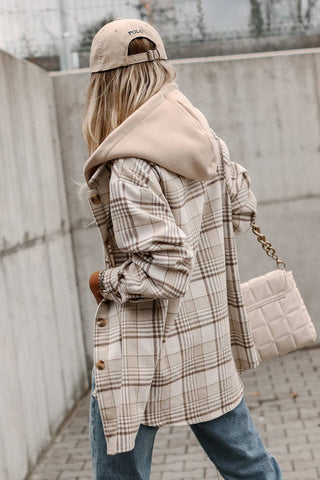 HY854509-16 Plaid Shacket Khaki