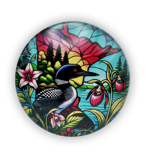 MN Loon Stained Glass Magnet