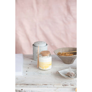 12 oz. Glass Jar W/Cork Lid & Wood Spoon #AH2876