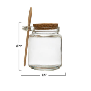 12 oz. Glass Jar W/Cork Lid & Wood Spoon #AH2876