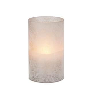 45844 Wax Candle In Gray Frosted Glass Candle B/O W/Timer 3.5x6
