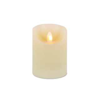 44609 Candle Pillar W/Aurora Flame LED Bisque3x4