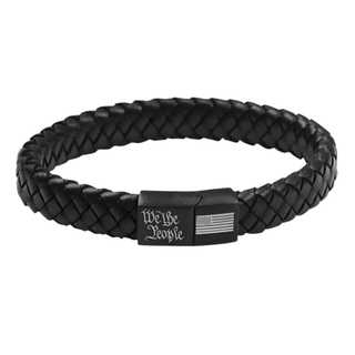 We The People Flag Braided Bracelet Black/Silver #HFBJ106
