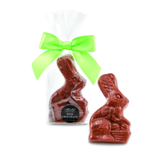 1.75 oz Flat Milk Chocolate Rabbit W/Basket & Bow #9357E