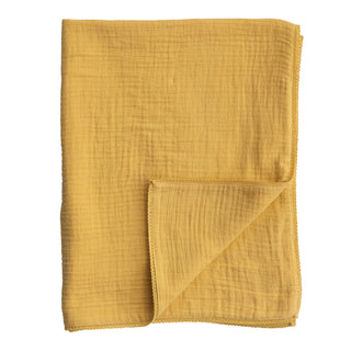 Cotton Double Cloth Baby Blanket W/Trim In Bag Mustard 40x32 #DF6926