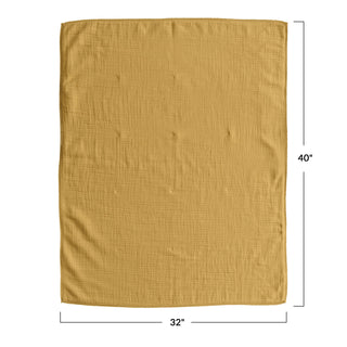 Cotton Double Cloth Baby Blanket W/Trim In Bag Mustard 40x32 #DF6926