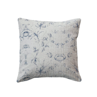 Cotton & Linen Printed Square Pillow Blue #DF9466