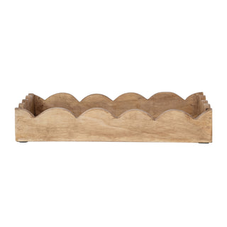 Mango Wood Scalloped Tray Natural #DG0289