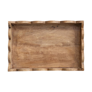 Mango Wood Scalloped Tray Natural #DG0289