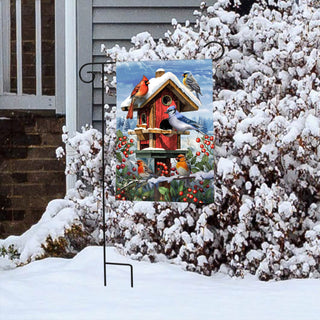 Winter Birdhouse Gathering Garden Flag #GFBL-G02321
