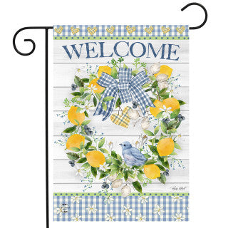 Bluebird Lemon Wreath Garden Flag #G02710