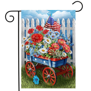Patriotic Wagon Garden Flag #G02773