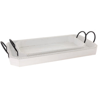 Tray W/Bead Edge White Large #HUA23050