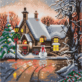 Crystal Art Kit:  Snowman Cottage #CA-48238