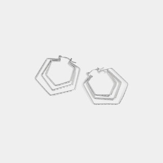 WN005151 Triple Hexagon Dangle Silver Ear 5C50