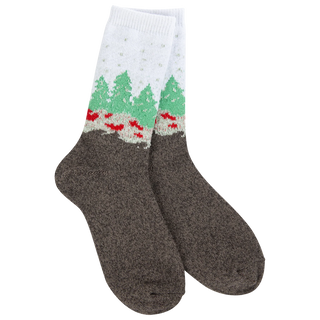 75691 WSHMICRW Holiday Mini Crew Socks Wonderland Forest White