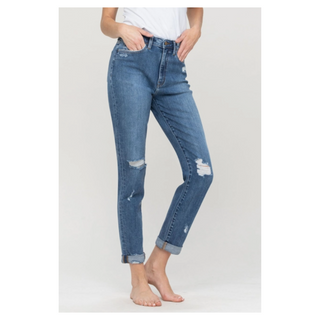 Y3986 Distress Double Cuff Jeans