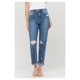 Y3986 Distress Double Cuff Jeans