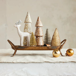 Decorative Metal Footed Tray W/ Handles #XS8546