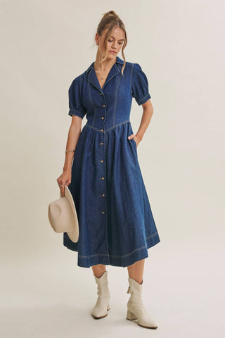 E2082D Dress Midi Dark Denim