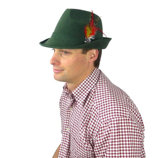 German Hunter Green Hat Fedora And Edelweiss & Feather