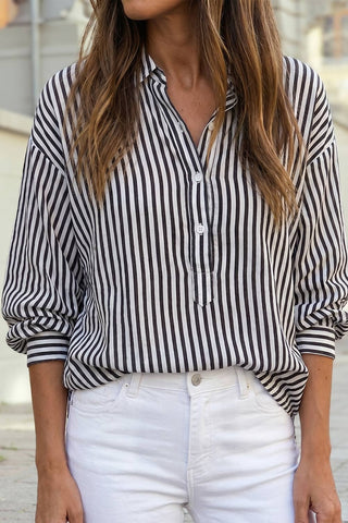 P219 Blouse Black Stripe