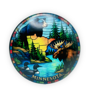 MN Stained-Glass Bear, Loon, Moose Magnet