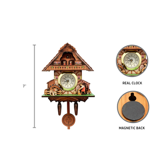 German Man & Dog Waterwheel Functioning Clock Magnet