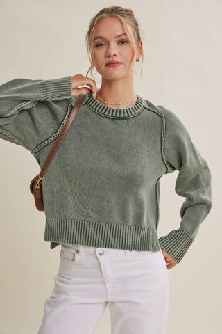 E4005SW Sweater Washed Olive