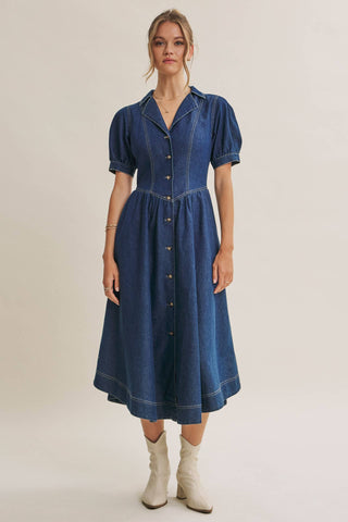 E2082D Dress Midi Dark Denim