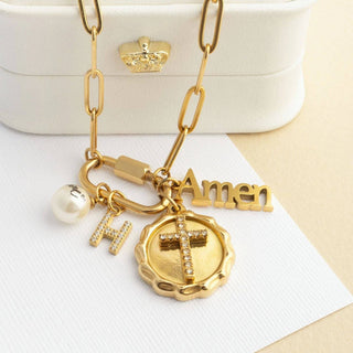18KGoldPVD/SSteel Amen Charm 6W2