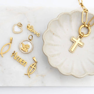 18KGoldPVD/SSteel Amen Charm 6W2