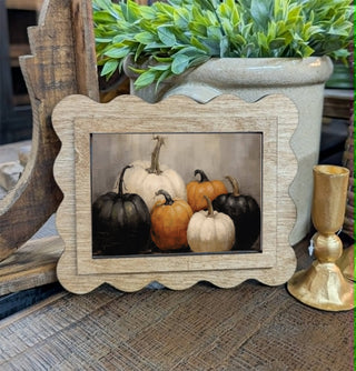 Scallop Halloween Pumpkins Framed Canvas Art