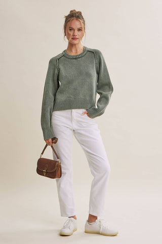 E4005SW Sweater Washed Olive