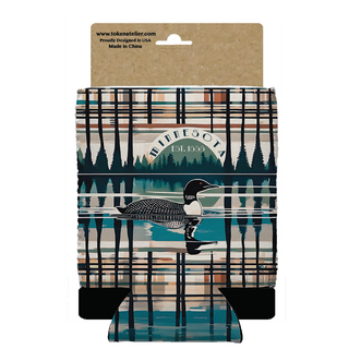 Minnesota Plaid Loon 12 oz Can Koozie 